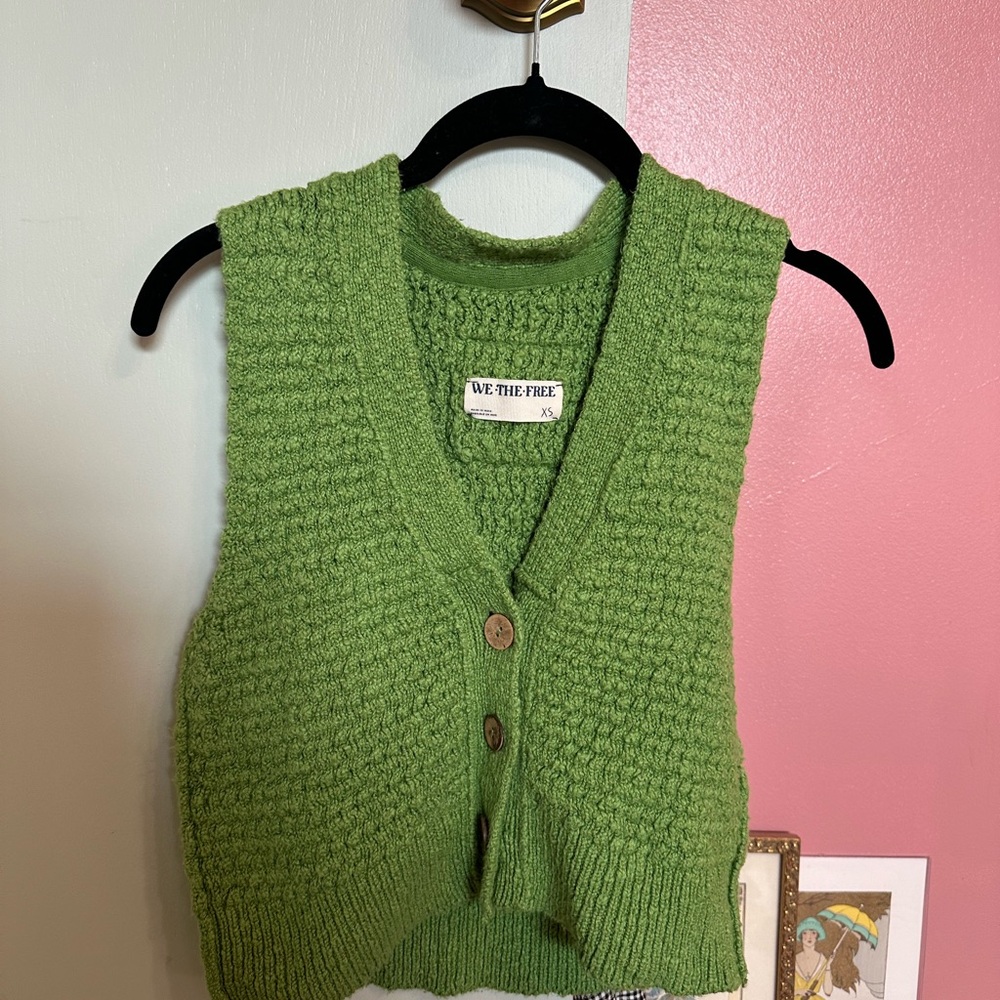 We The Free Vibrant Green Textured Vest